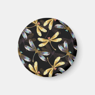 Nahtloses Muster mit goldenen Libellen Magnet