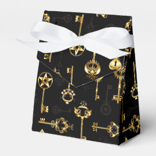 Nahtloses Muster mit goldenen Schlüsseln Geschenkschachtel