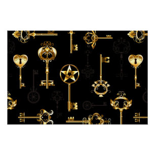 Nahtloses Muster mit goldenen Schlüsseln Poster