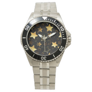 Nahtloses Muster mit goldenen Sternen Armbanduhr