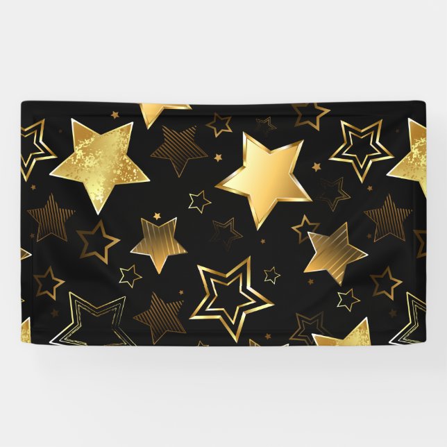 Nahtloses Muster mit goldenen Sternen Banner (Horizontal)