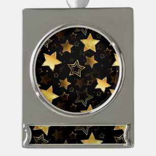 Nahtloses Muster mit goldenen Sternen Banner-Ornament Silber