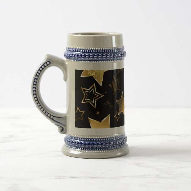 Nahtloses Muster mit goldenen Sternen Bierglas (Links)