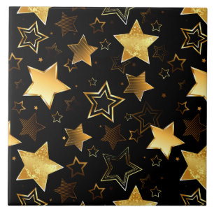 Nahtloses Muster mit goldenen Sternen Fliese