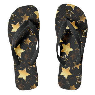 Nahtloses Muster mit goldenen Sternen Flip Flops