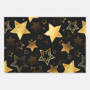 Nahtloses Muster mit goldenen Sternen Geschenkpapier Set