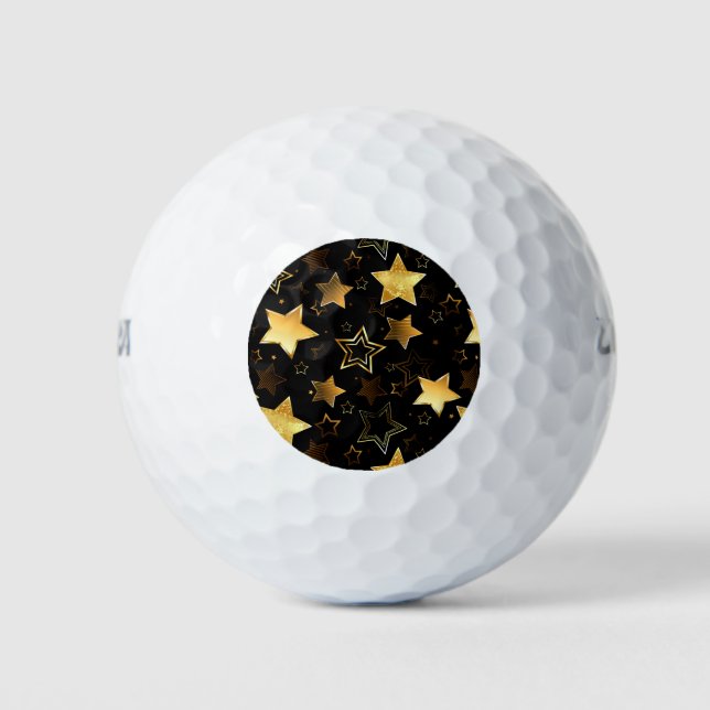 Nahtloses Muster mit goldenen Sternen Golfball (Vorderseite)