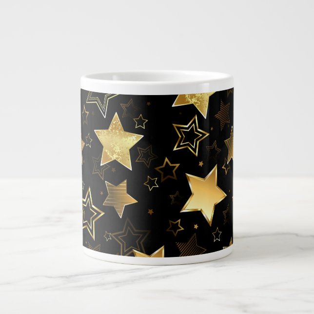 Nahtloses Muster mit goldenen Sternen Jumbo-Tasse (Vorderseite)