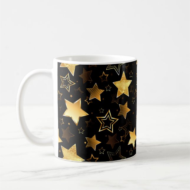Nahtloses Muster mit goldenen Sternen Kaffeetasse (Links)