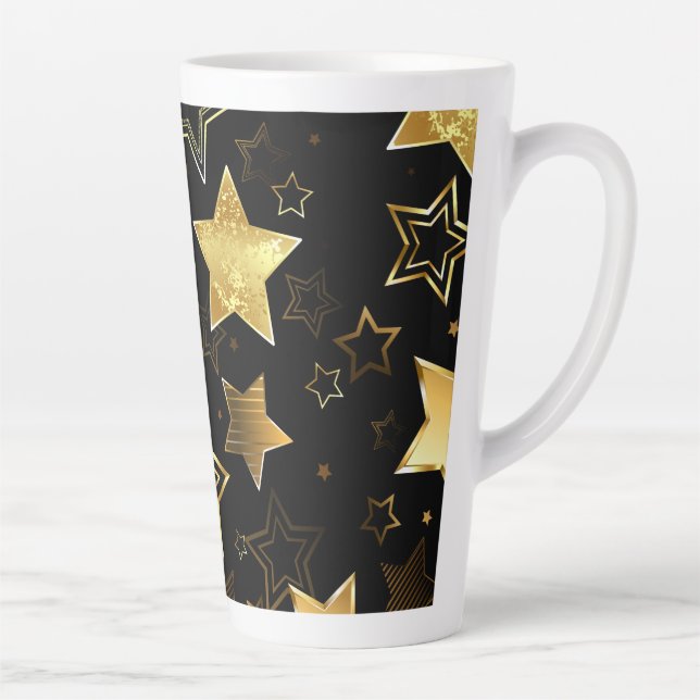 Nahtloses Muster mit goldenen Sternen Milchtasse (Rechts)