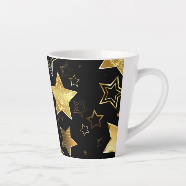 Nahtloses Muster mit goldenen Sternen Milchtasse (Rechts)