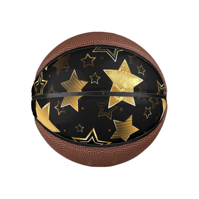 Nahtloses Muster mit goldenen Sternen Mini Basketball (Vorderseite)