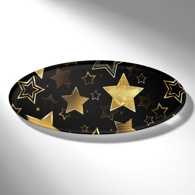 Nahtloses Muster mit goldenen Sternen Namenschild (Vorderseite)