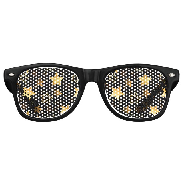 Nahtloses Muster mit goldenen Sternen Partybrille (Vorderseite)