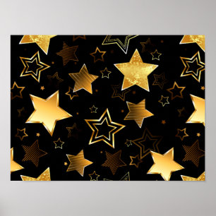 Nahtloses Muster mit goldenen Sternen Poster