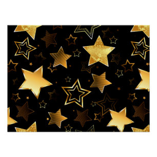 Nahtloses Muster mit goldenen Sternen Poster