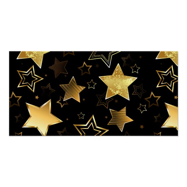 Nahtloses Muster mit goldenen Sternen Poster (Vorderseite)