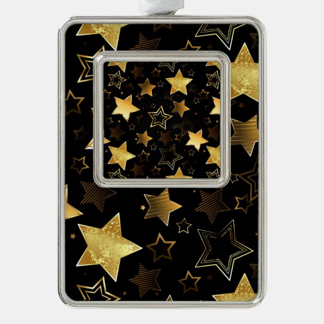 Nahtloses Muster mit goldenen Sternen Rahmen-Ornament Silber (Vorderseite)