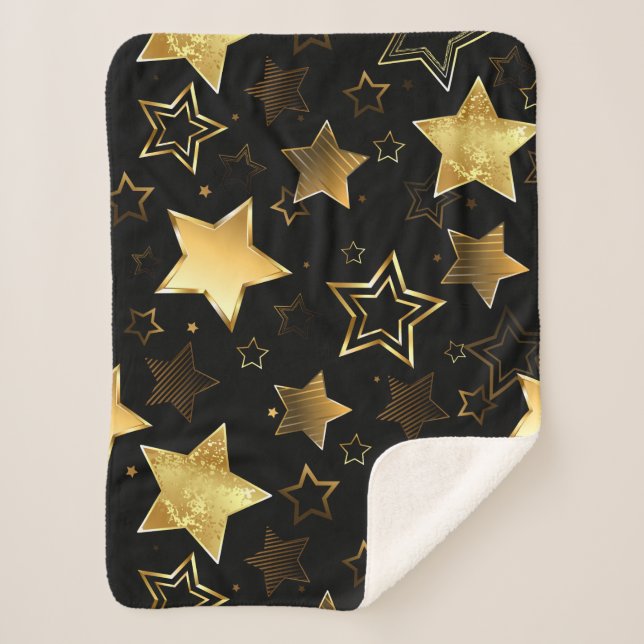 Nahtloses Muster mit goldenen Sternen Sherpadecke (Vorderseite)