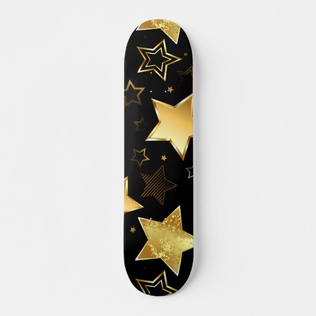 Nahtloses Muster mit goldenen Sternen Skateboard (Vorne)