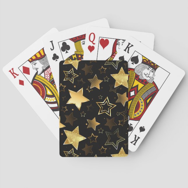 Nahtloses Muster mit goldenen Sternen Spielkarten (Rückseite)