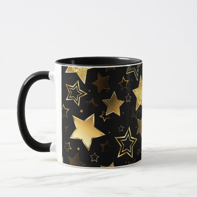Nahtloses Muster mit goldenen Sternen Tasse (Links)