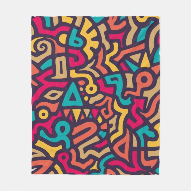 Nahtloses Muster mit Graffiti Curve Formen. Mischu Fleecedecke (Vorderseite)