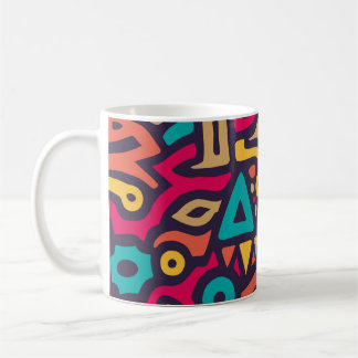 Nahtloses Muster mit Graffiti Curve Formen. Mischu Kaffeetasse