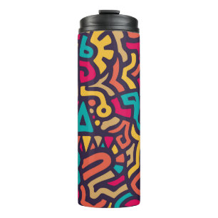 Nahtloses Muster mit Graffiti Curve Formen. Mischu Thermosbecher
