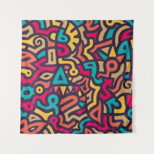 Nahtloses Muster mit Graffiti Curve Formen. Mischu Wandteppich