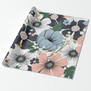 Nahtloses Muster mit handgezeichnet zarten Blume. Geschenkpapier