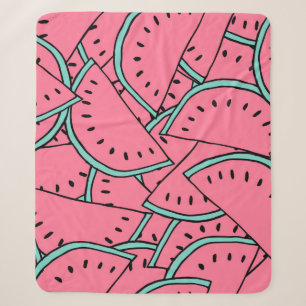 Nahtloses Muster mit handgezeichneten Wassermelone Sherpadecke
