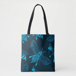 Nahtloses Muster mit handgezogenen Bienen. Mode-Ki Tasche