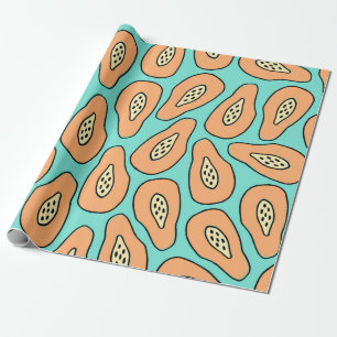 Nahtloses Muster mit handgezogenen Papayas. Geschenkpapier