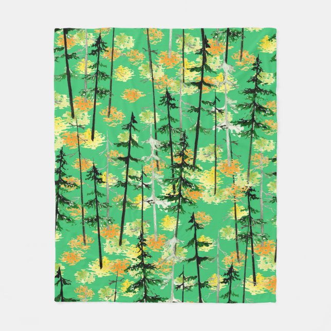 Nahtloses Muster mit Herbstwald Fleecedecke (Vorderseite)