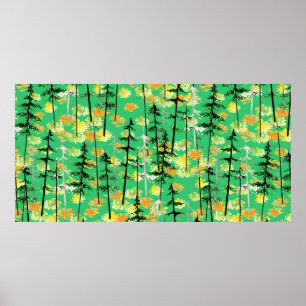Nahtloses Muster mit Herbstwald Poster