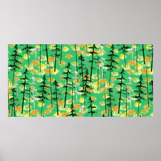 Nahtloses Muster mit Herbstwald Poster (Vorne)