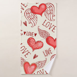 Nahtloses Muster mit Herzen. Happy Valentine's Da Badehandtuch