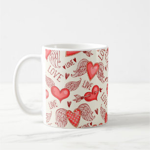 Nahtloses Muster mit Herzen. Happy Valentine's Da Kaffeetasse