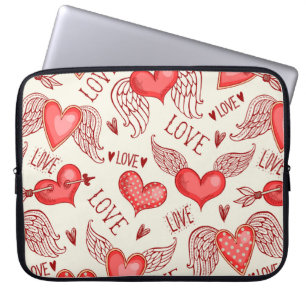 Nahtloses Muster mit Herzen. Happy Valentine's Da Laptopschutzhülle