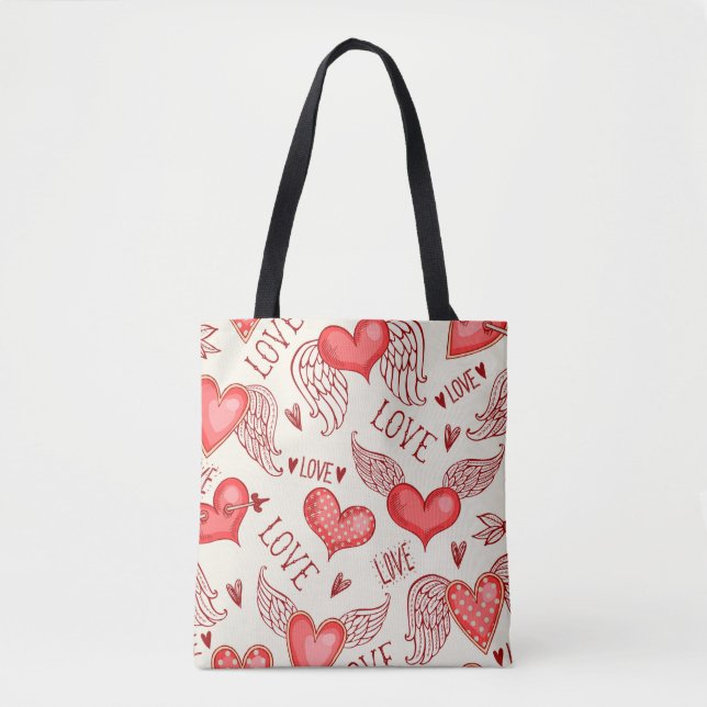 Nahtloses Muster mit Herzen. Happy Valentine's Da Tasche (Vorderseite)
