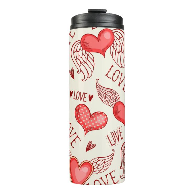 Nahtloses Muster mit Herzen. Happy Valentine's Da Thermosbecher (Vorderseite)