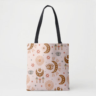 Nahtloses Muster mit Himmelsauge, Mond, Sonne Tasche