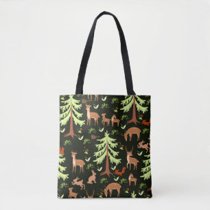 Nahtloses Muster mit Hirschen im Wald. Tasche