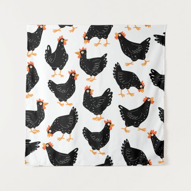 Nahtloses Muster mit Huhn Wandteppich (Vorderseite)