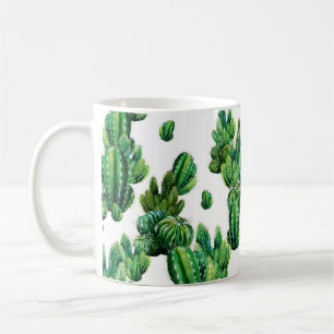 Nahtloses Muster mit Kakteen Aquarell. Kakteen Kaffeetasse