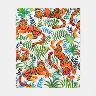 Nahtloses Muster mit lackierten Aquarellttigern Fleecedecke