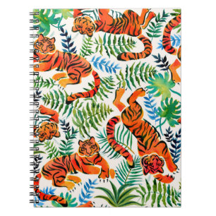 Nahtloses Muster mit lackierten Aquarellttigern Notizblock