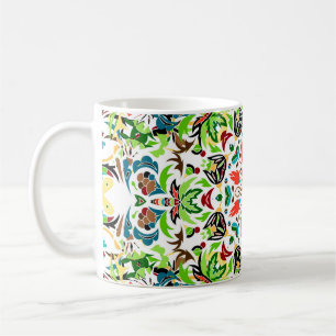 Nahtloses Muster mit leuchtend blumengeschmückten Kaffeetasse