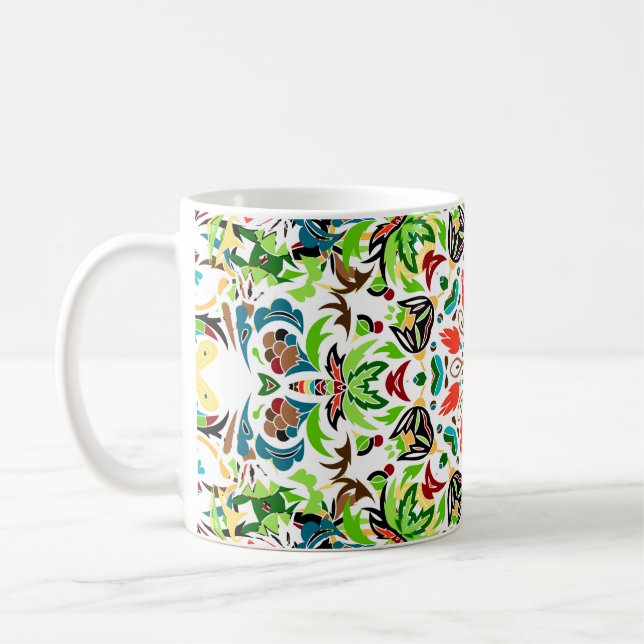  Nahtloses Muster mit leuchtend blumengeschmückten Kaffeetasse (Links)